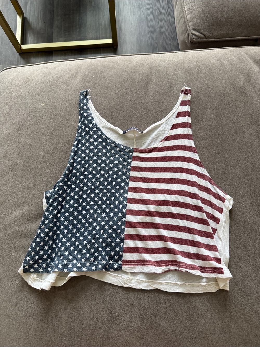 Brandy Melville Americana Flag Crop Tank - Red & Blue